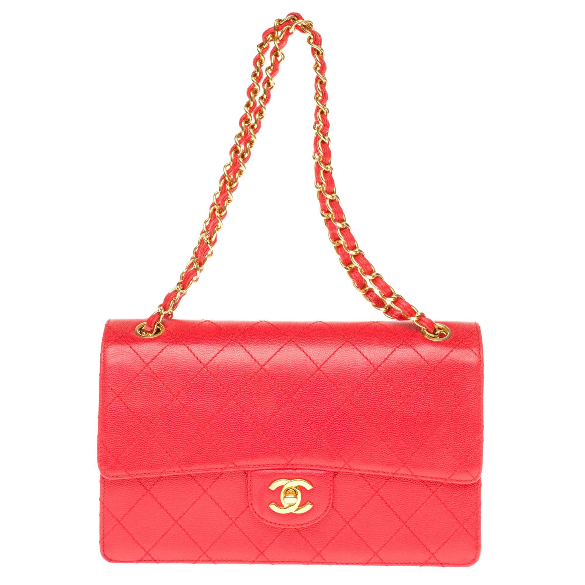 Chanel Timeless 25cm crossbody handbag in red padded caviar leather, GHW