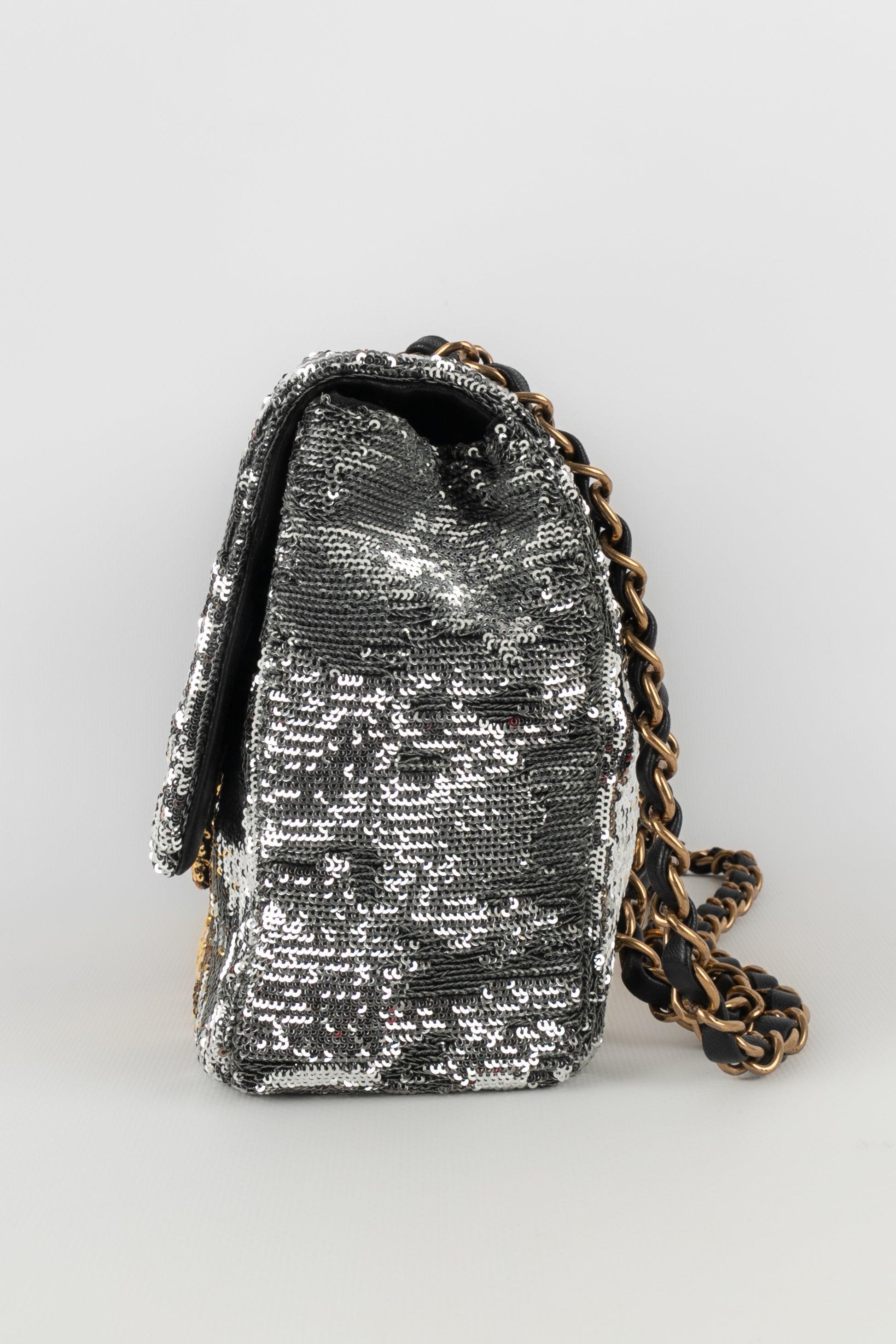 Chanel Timeless Bag Covered in Sequins, Black Leather & Gold Metal Details, 2017 3