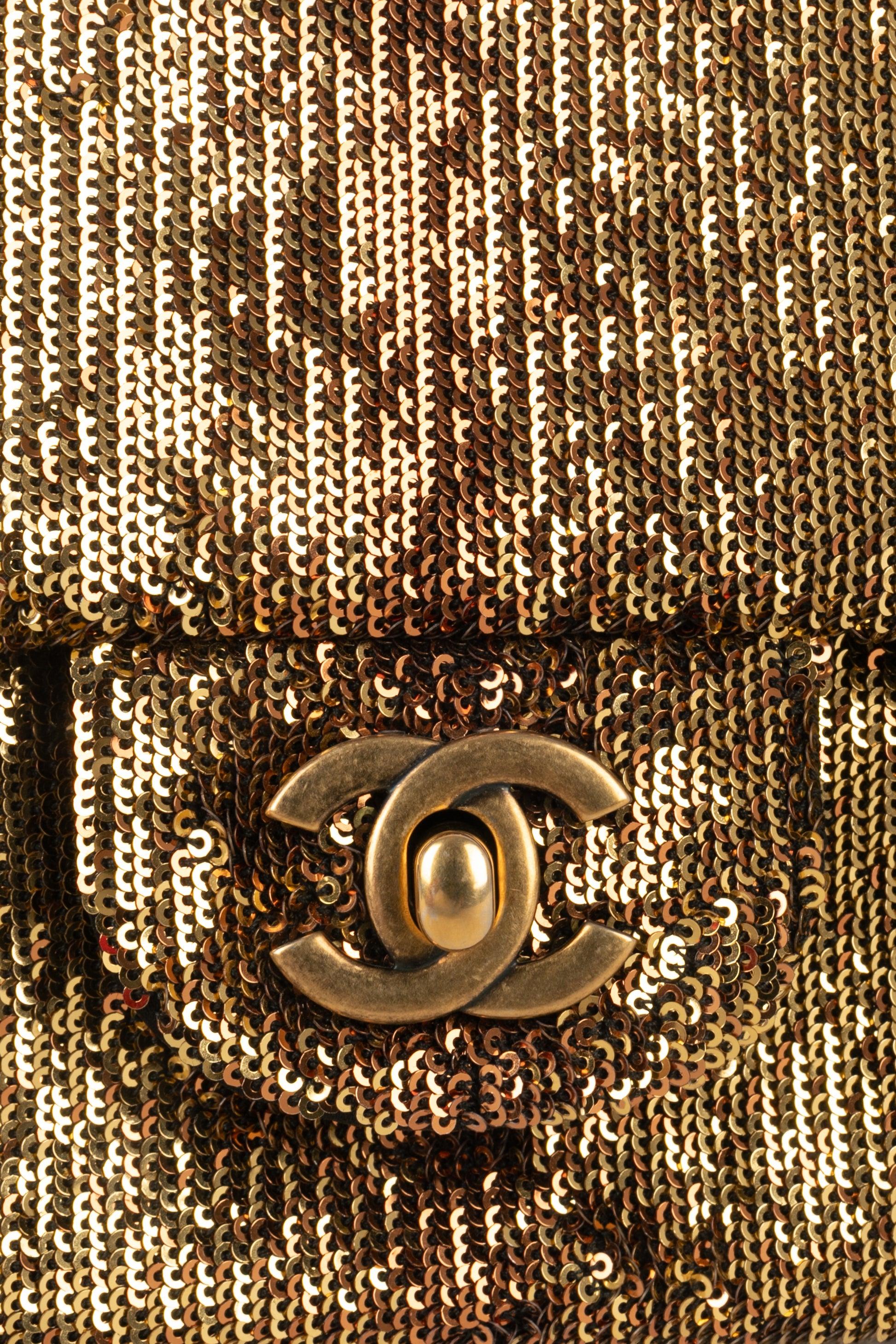 Chanel Timeless Bag Covered in Sequins, Black Leather & Gold Metal Details, 2017 5