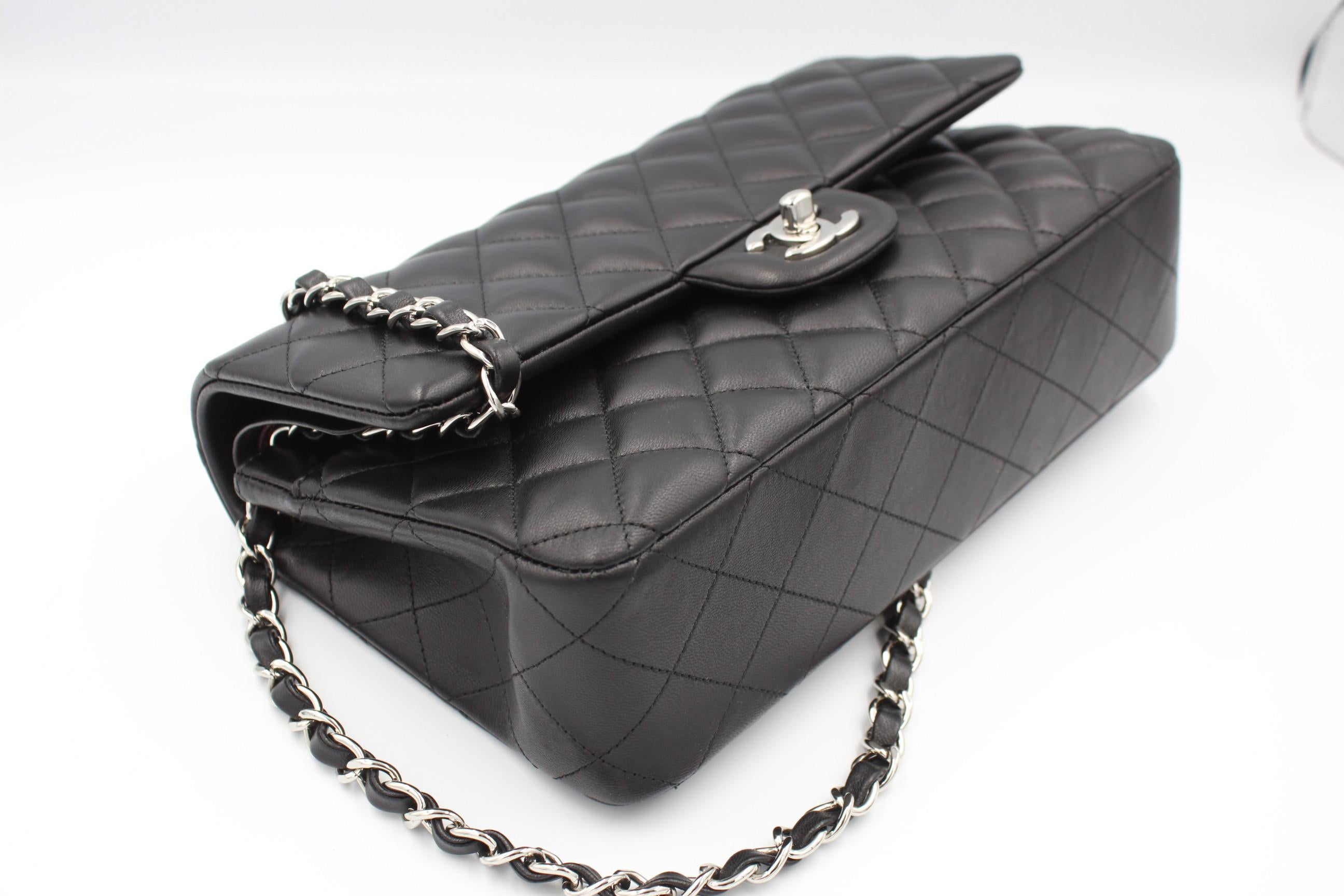 Women's Chanel Timeless Bag in Black Lambskin Leather and Silver Hardware