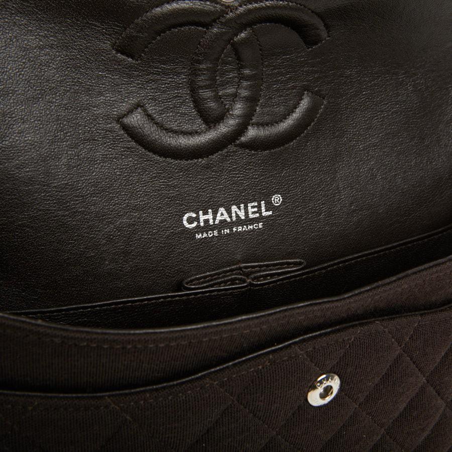 CHANEL Timeless Bag in Brown Jersey Fabric 5