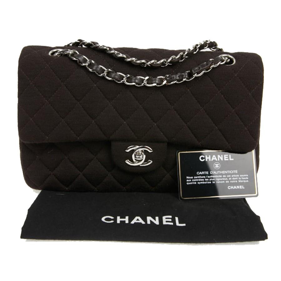 CHANEL Timeless Bag in Brown Jersey Fabric 7