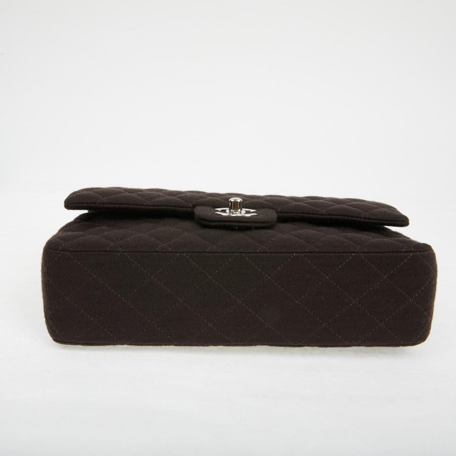 Black CHANEL Timeless Bag in Brown Jersey Fabric