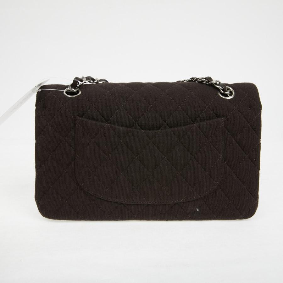 CHANEL Timeless Bag in Brown Jersey Fabric In Good Condition In Paris, FR