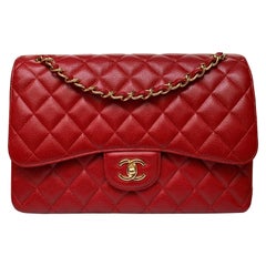 Chanel:: sac "Timeless" en cuir rouge:: 2015