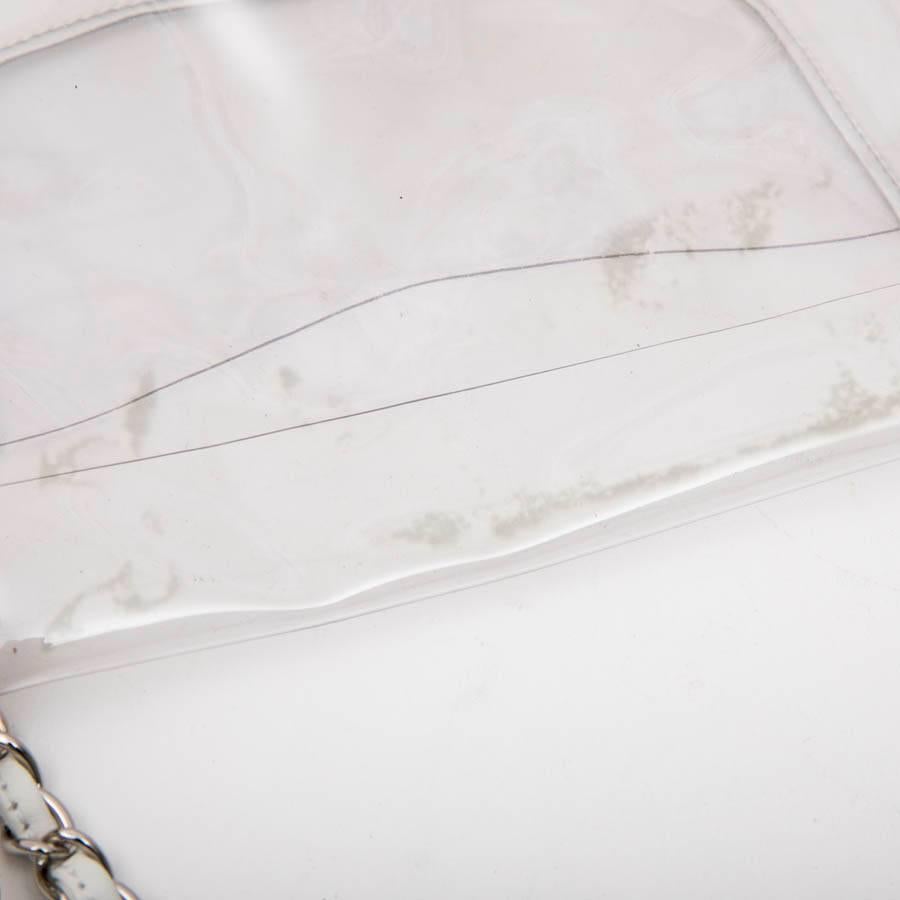 Chanel Timeless Bag in Transparent Plastic and Piping in White Lamb Leather 1