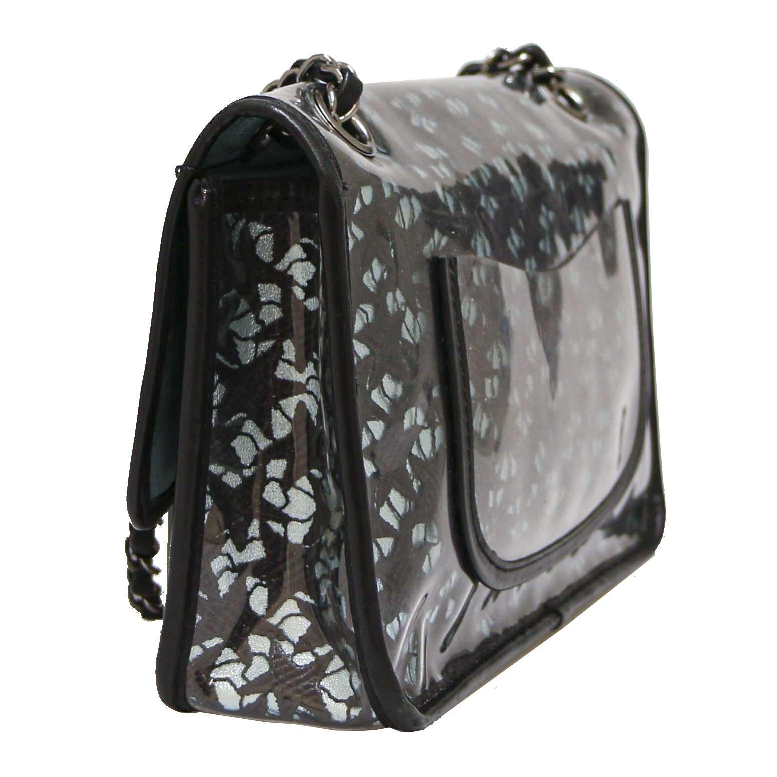 Black CHANEL Timeless bag in transparent PVC with black stars For Sale