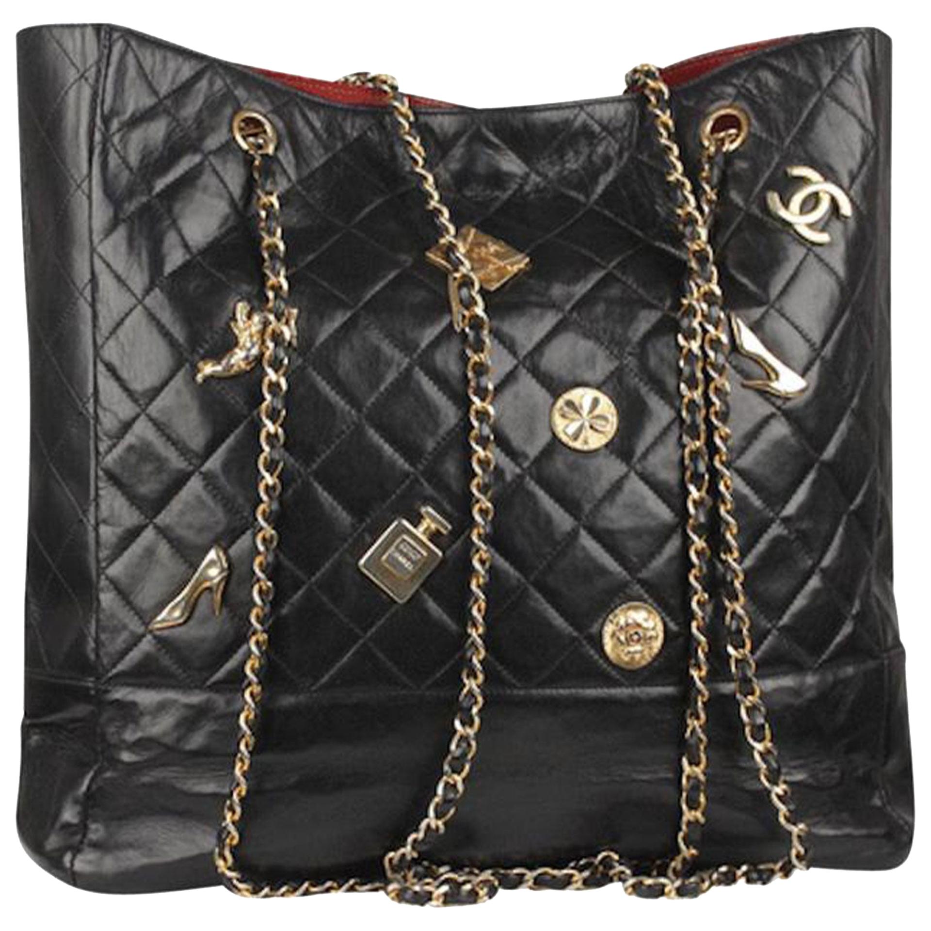 CHANEL Chain Pearl Strap Bag Handbag with Clasp Pouch 2way Black Novelty  Japan