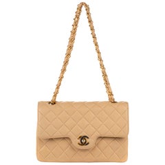 Chanel Timeless Beige Lambskin Leather Shoulder Bag