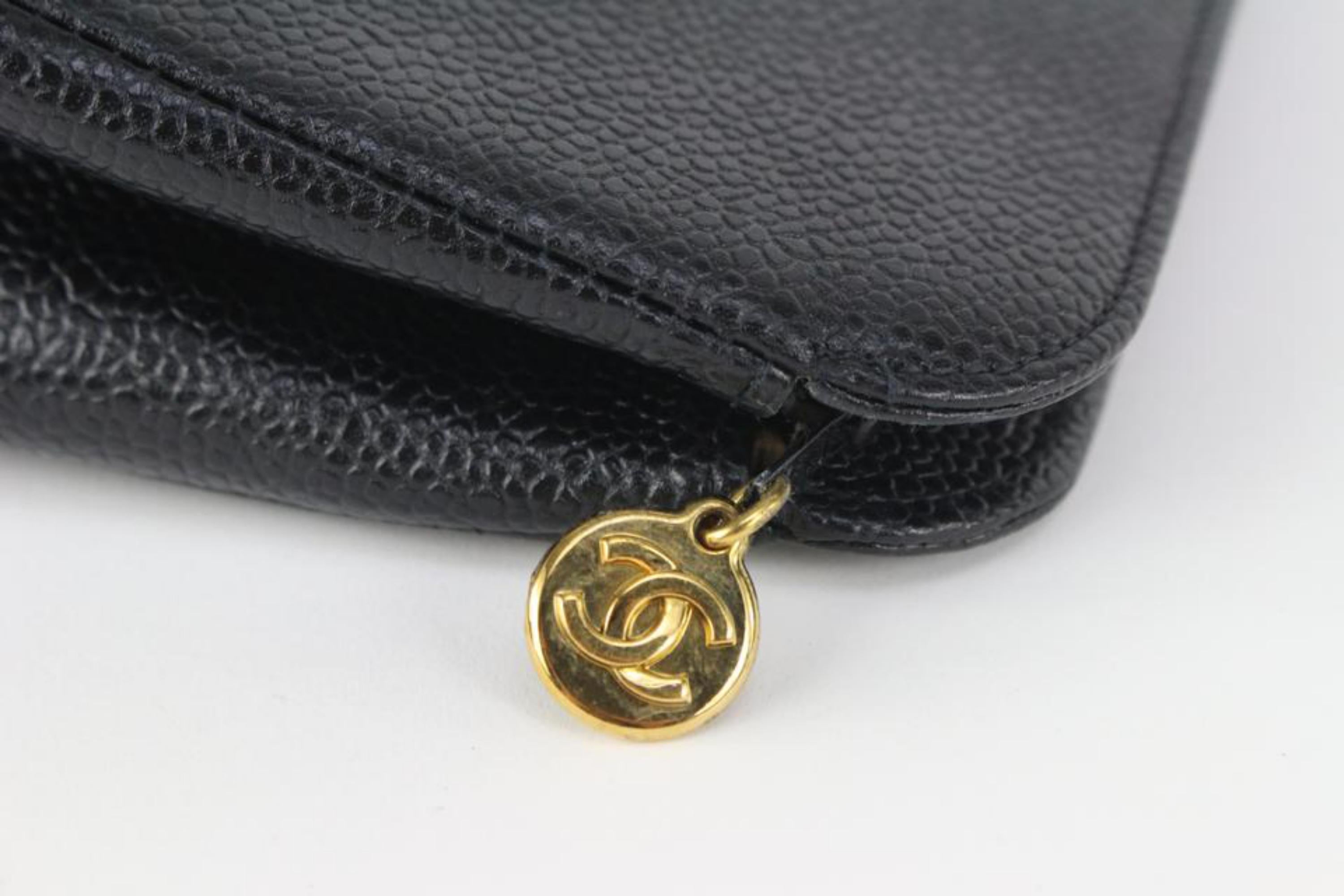 Chanel Timeless Black Caviar CC Logo Cosmetic Pouch Toiletry Case 1ca1027 In Good Condition In Dix hills, NY