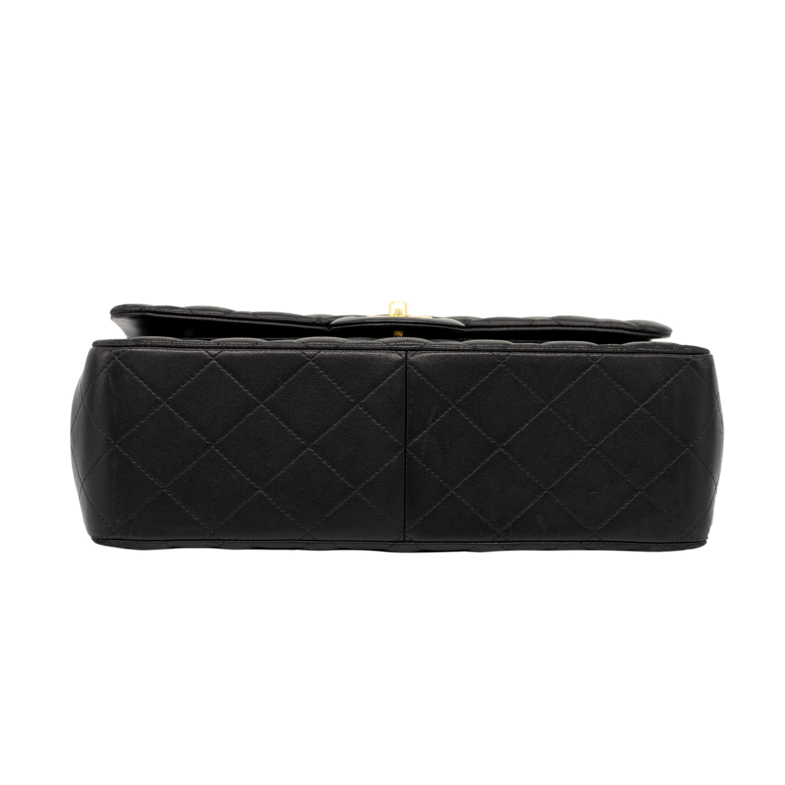 Chanel Timeless Black Jumbo Double Flap Quilted Lambskin Shoulder Bag, 2014. 2