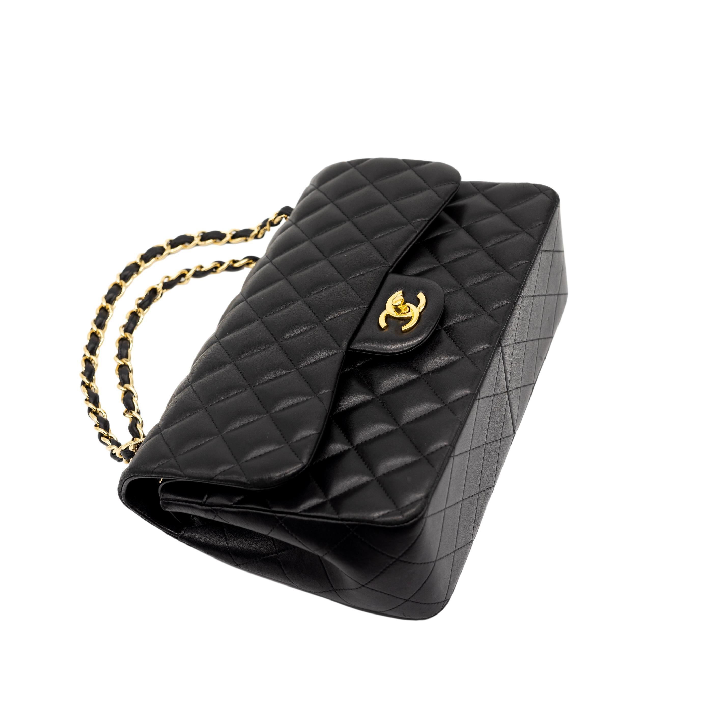 Chanel Timeless Black Jumbo Double Flap Quilted Lambskin Shoulder Bag, 2014. 3