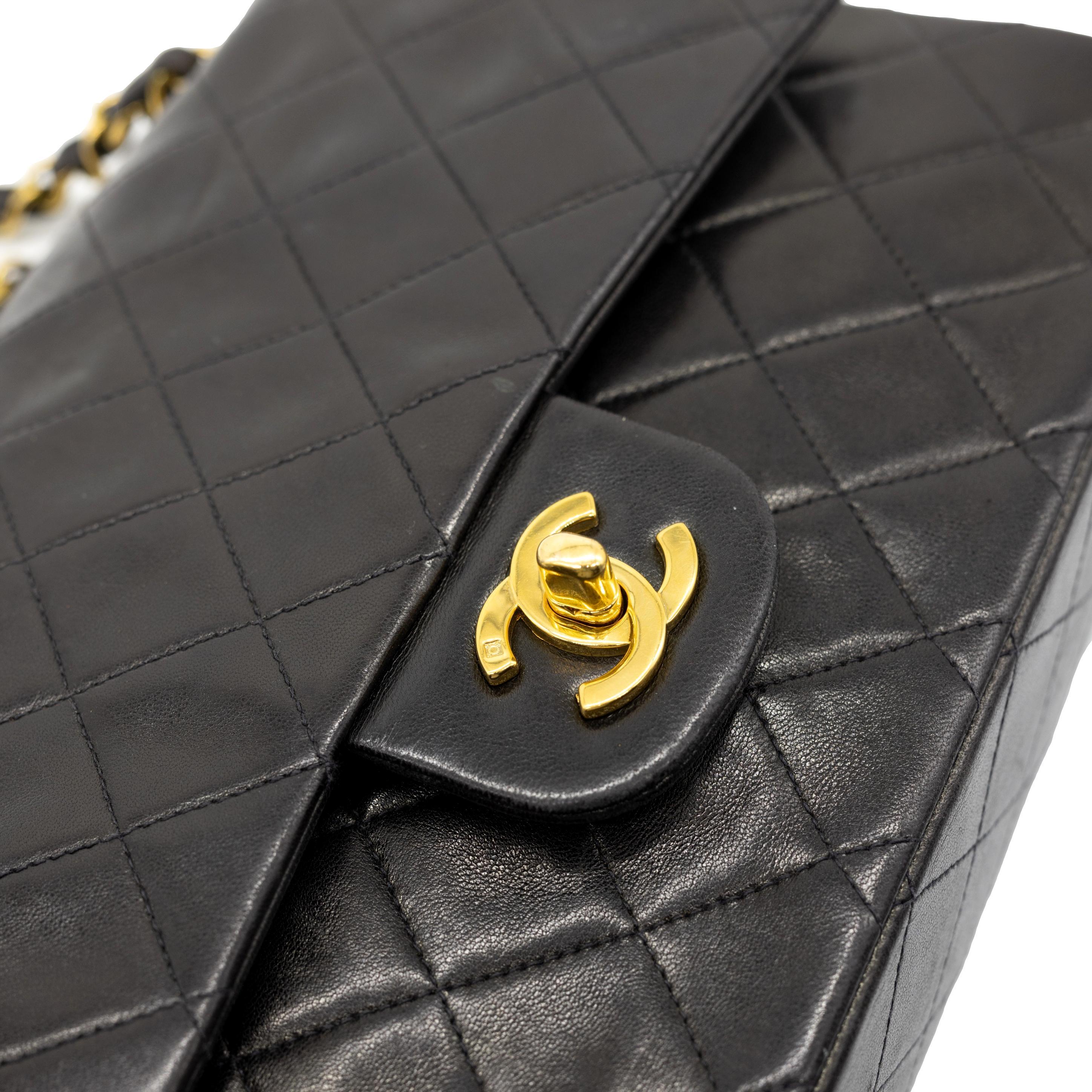 Chanel Timeless Black Medium Classic Double Flap Quilted Lambskin Bag, 1991. 2