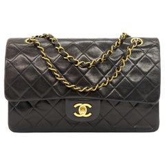 Chanel Timeless Black Medium Classic Double Flap Quilted Lambskin Bag, 1991.