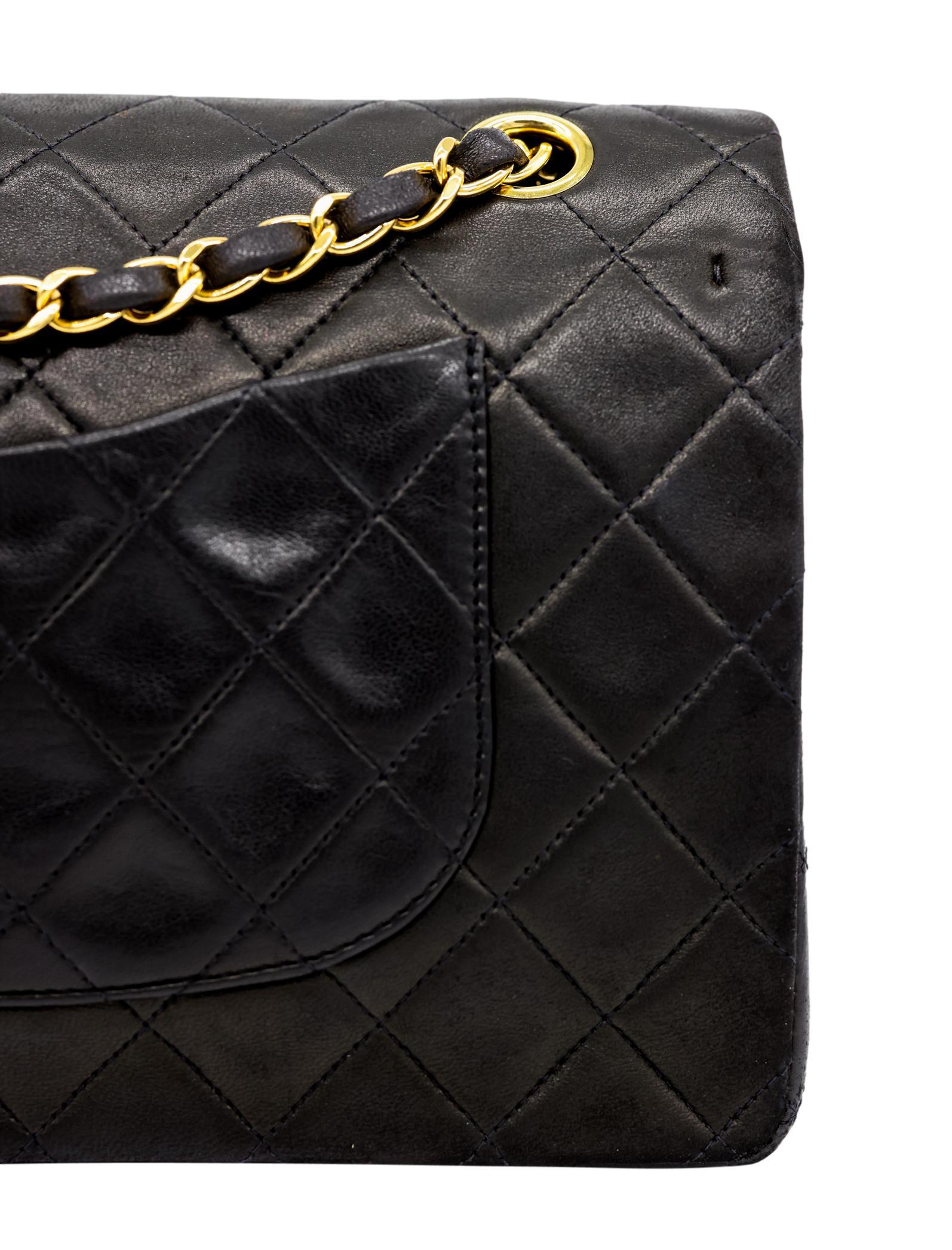 Chanel Timeless Black Medium Double Flap Quilted Lambskin Shoulder Bag, 2019. 6