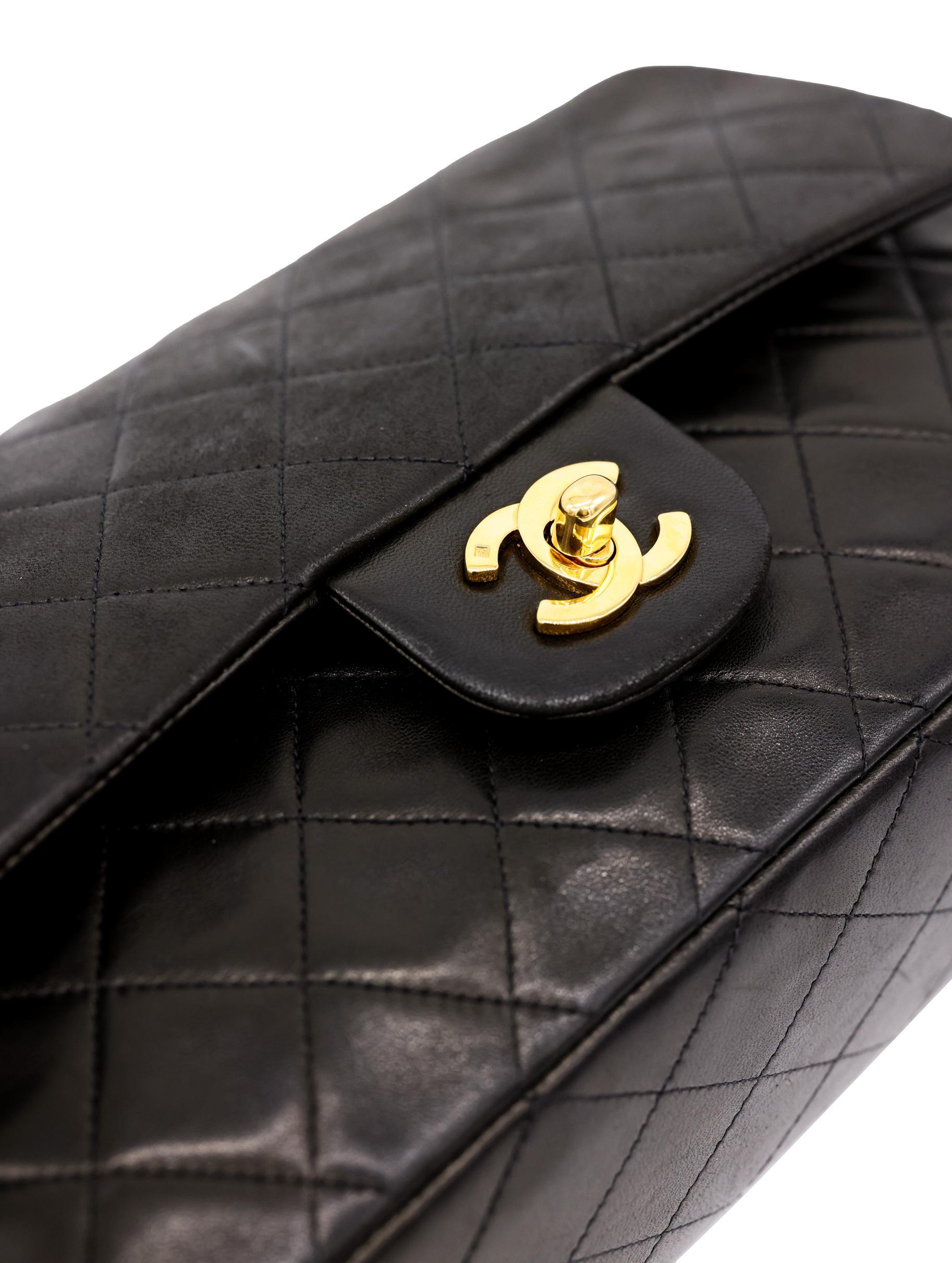 Chanel Timeless Black Medium Double Flap Quilted Lambskin Shoulder Bag, 2019. 9
