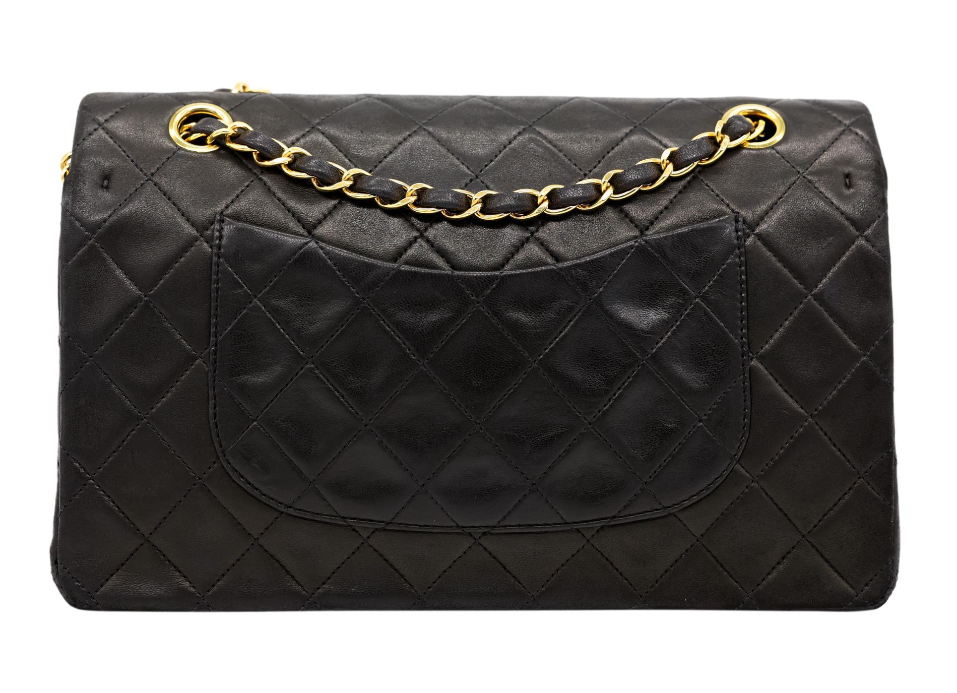 Chanel Timeless Black Medium Double Flap Quilted Lambskin Shoulder Bag, 2019. 2