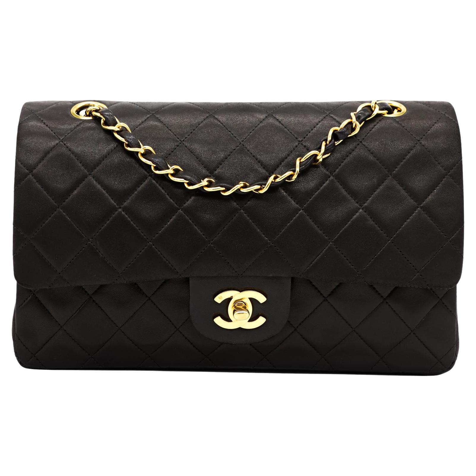 Chanel Timeless Black Medium Double Flap Quilted Lambskin Shoulder Bag, 2019.