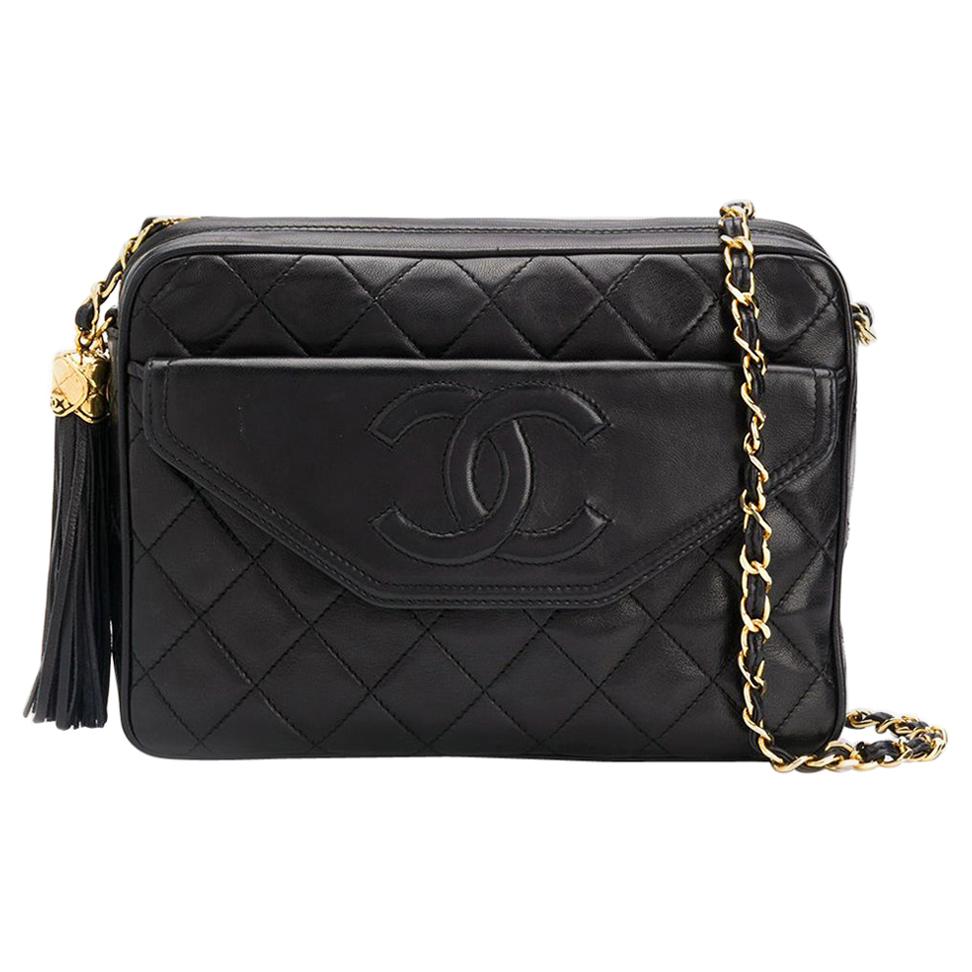 Chanel Timeless Black Quilted Lambskin Camera Bag at 1stDibs