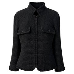 CHANEL Timeless Black Tweed Jacket with CC Buttons 44 FR