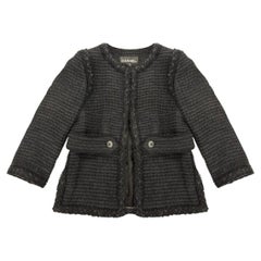 CHANEL Timeless Black Tweed Jacket with CC Gripoix Buttons 40 FR