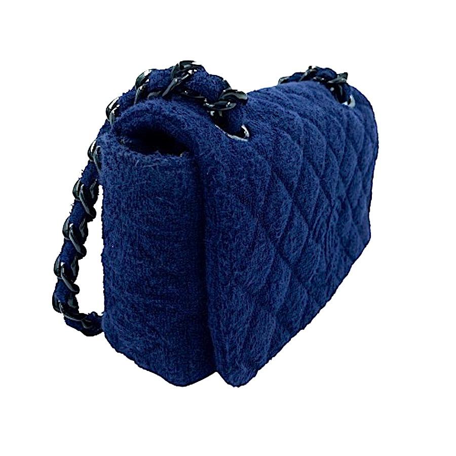 CHANEL Timeless Blue Terrycloth Bag In Excellent Condition In Paris, FR