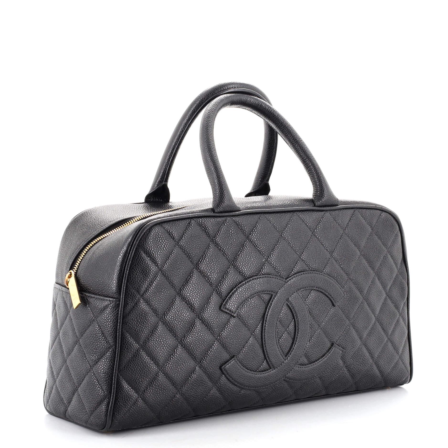 Chanel Timeless CC Bowler Tasche Gesteppt Kaviar Groß (Schwarz)
