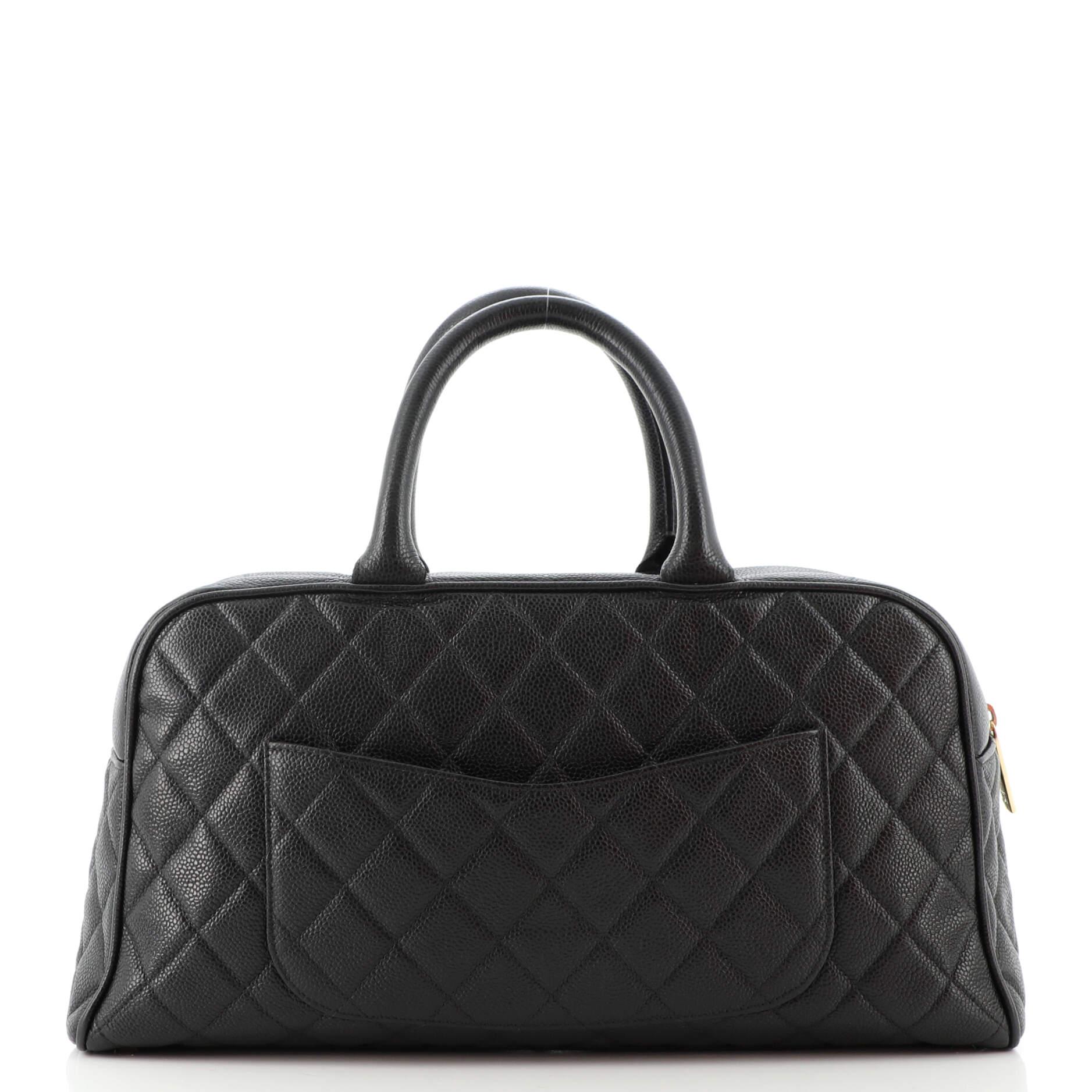 Chanel Timeless CC Bowler Bag Quilted Caviar Large In Good Condition In NY, NY