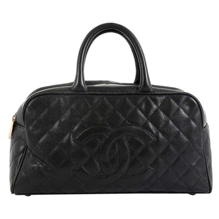 Chanel - Beige Quilted Caviar Bowler