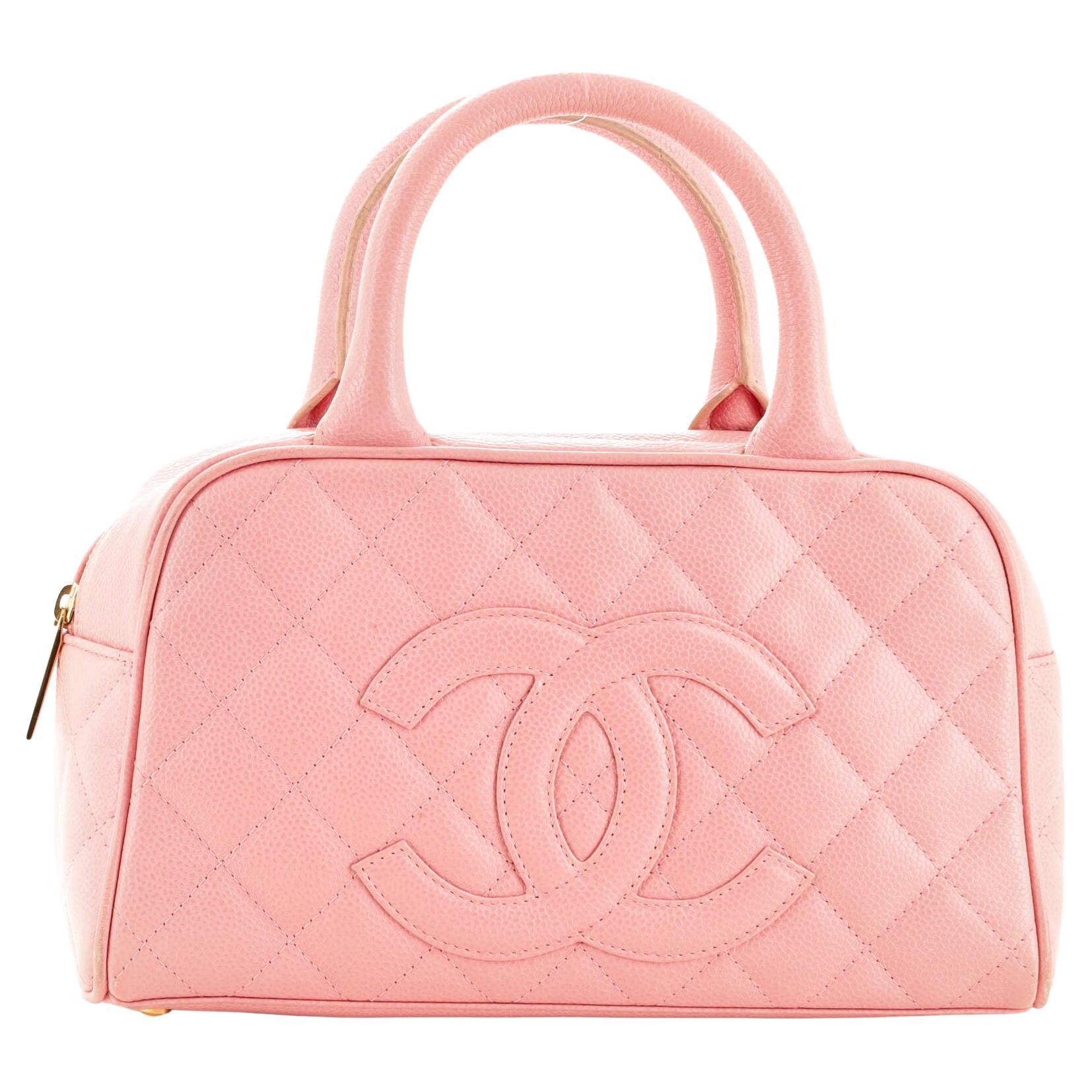 Bowling bag leather handbag Chanel Pink in Leather - 26765509