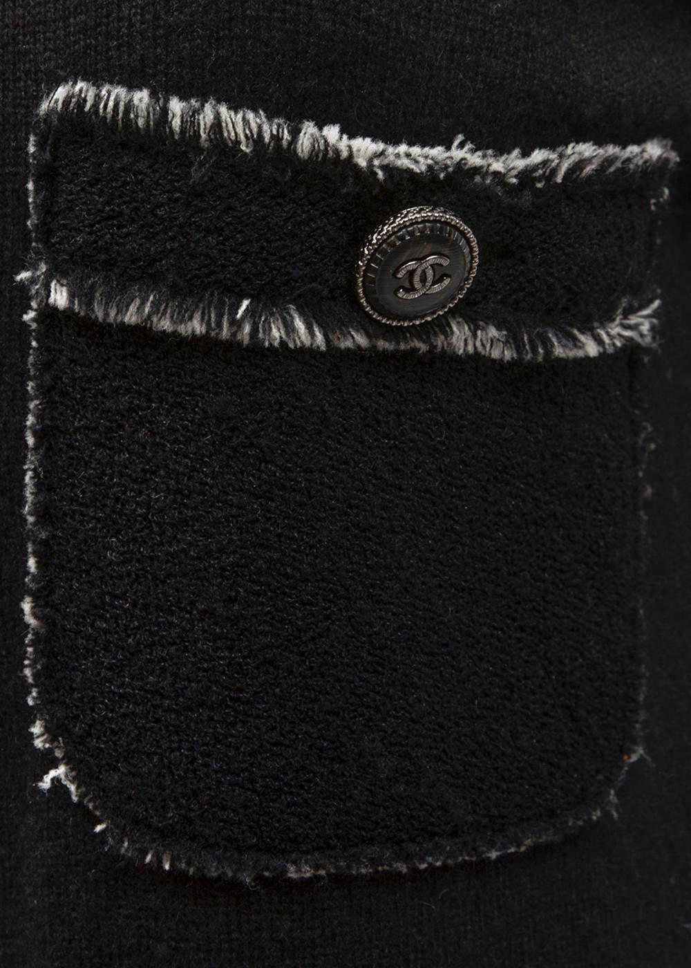 Chanel Timeless CC Buttons Black Cashmere Dress 40 FR 4