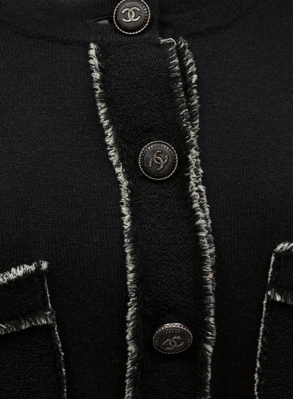 Chanel Timeless CC Buttons Black Cashmere Dress 40 FR 5