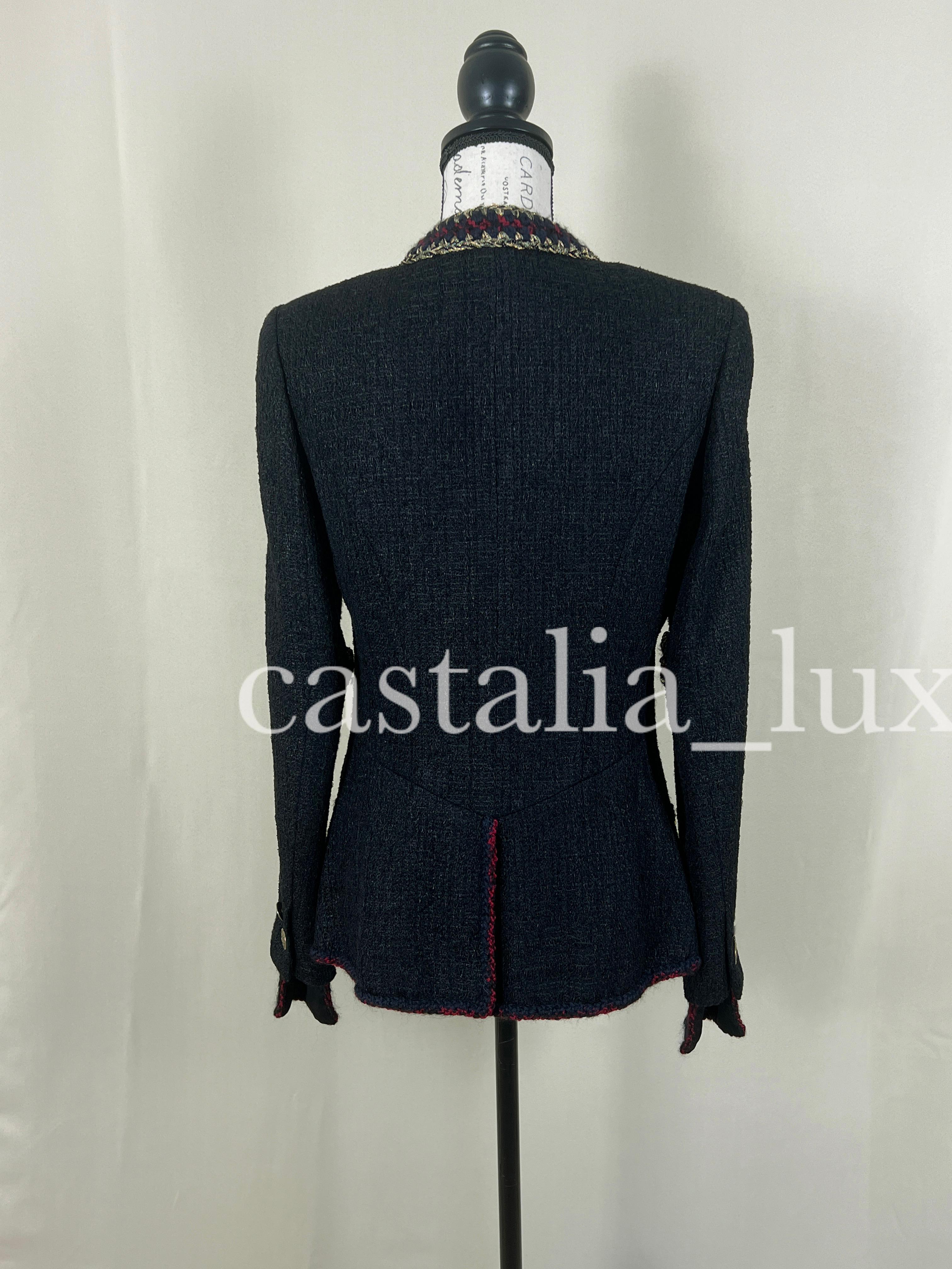 Chanel Timeless CC Buttons Black Tweed Jacket For Sale 9
