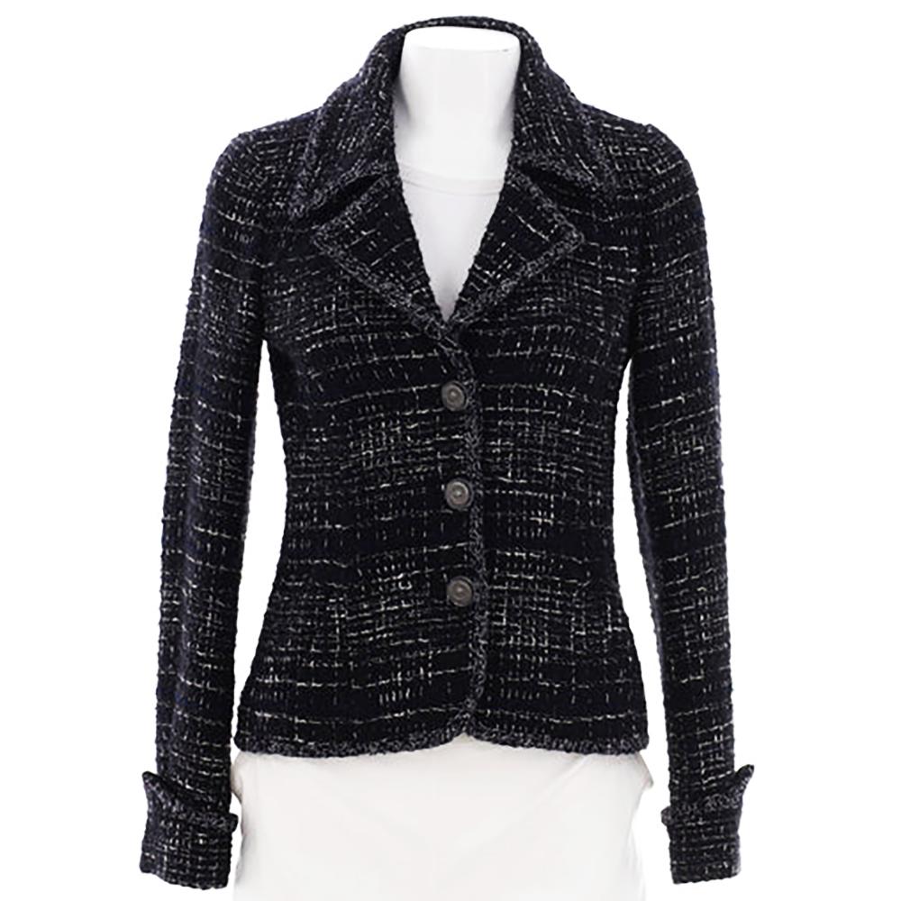 Chanel Timeless CC Buttons Black Tweed Jacket  In Excellent Condition For Sale In Dubai, AE