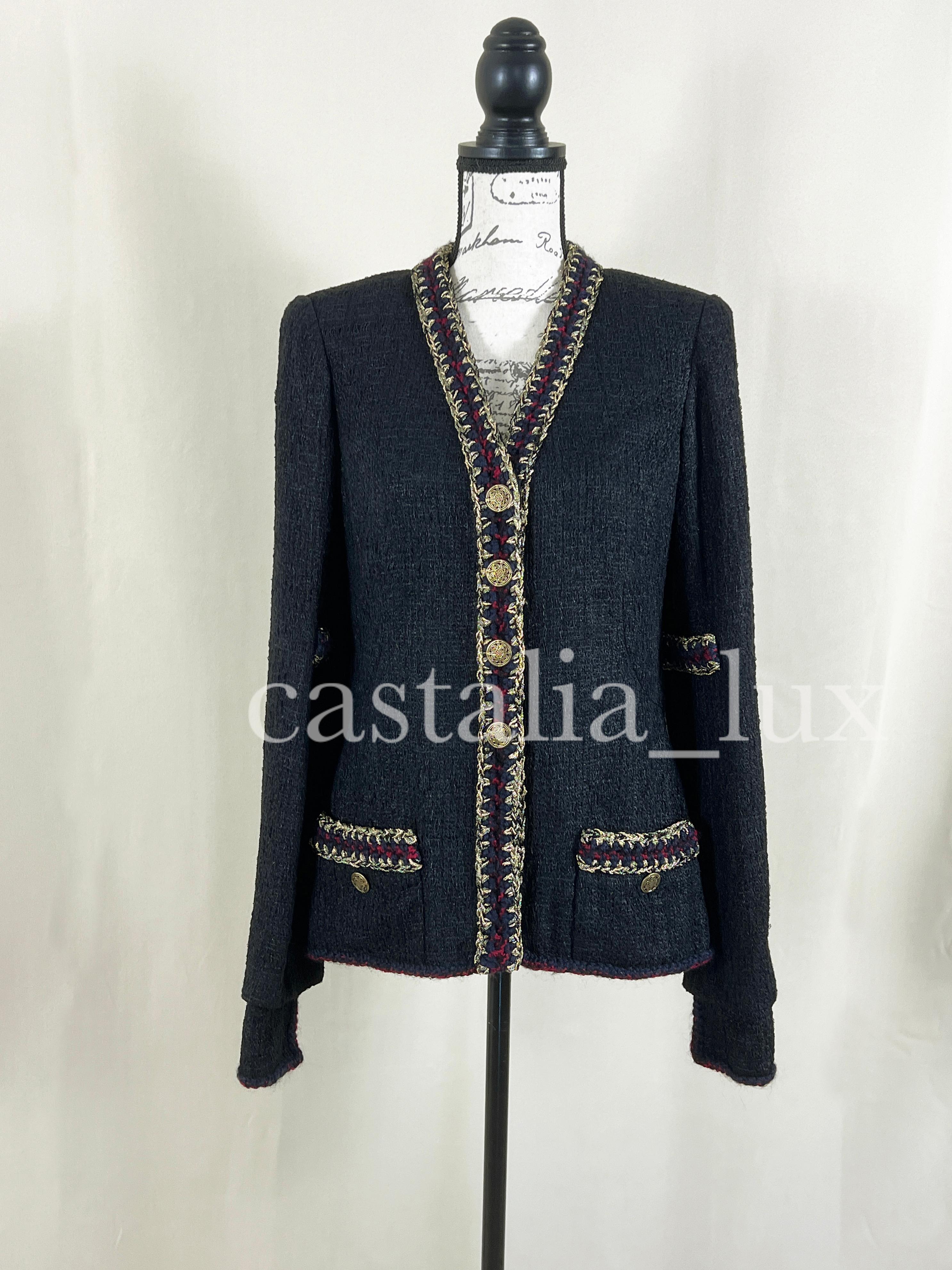 Chanel Timeless CC Buttons Black Tweed Jacket For Sale 1