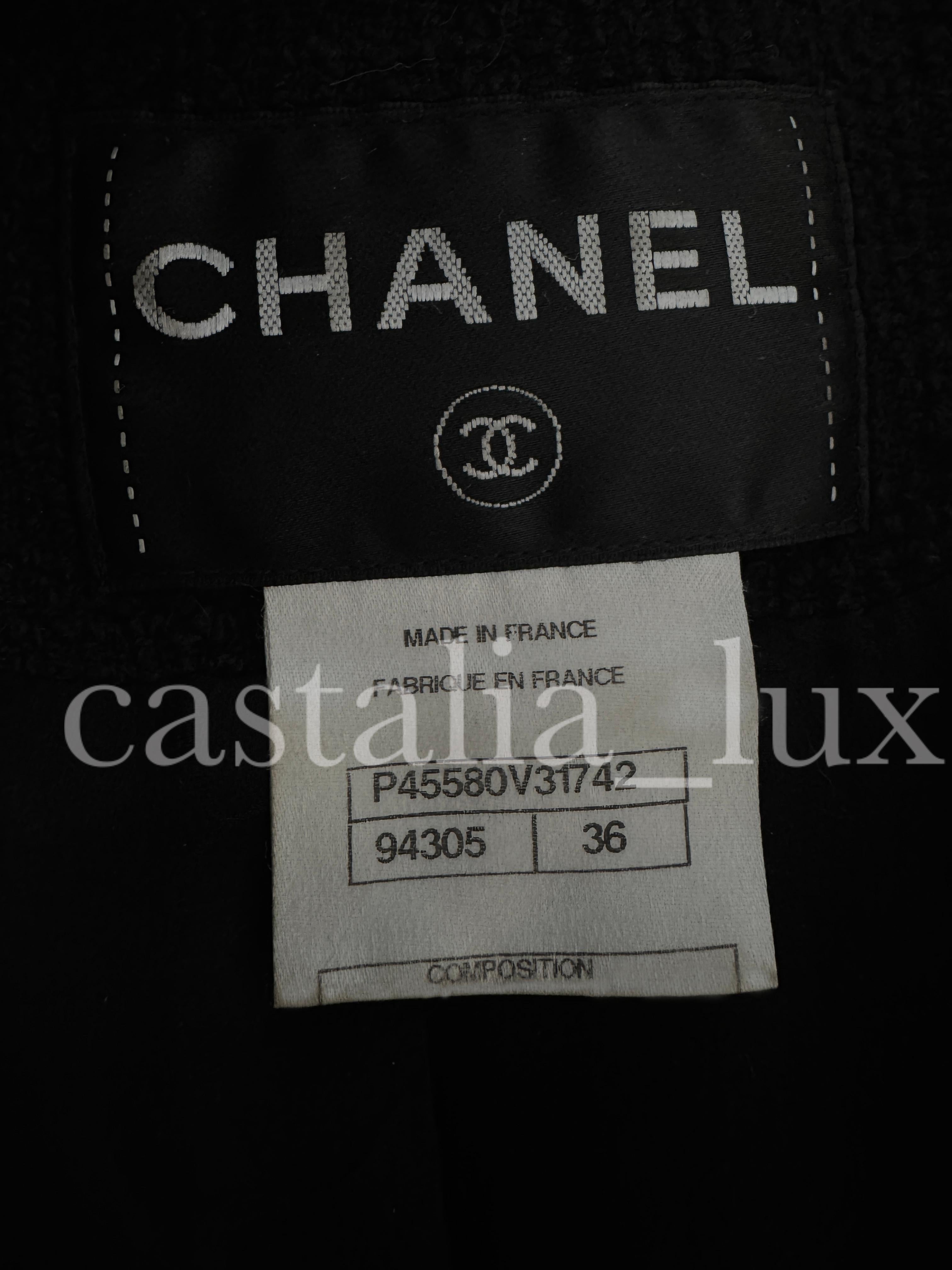 Chanel Timeless CC Buttons Black Tweed Jacket For Sale 5