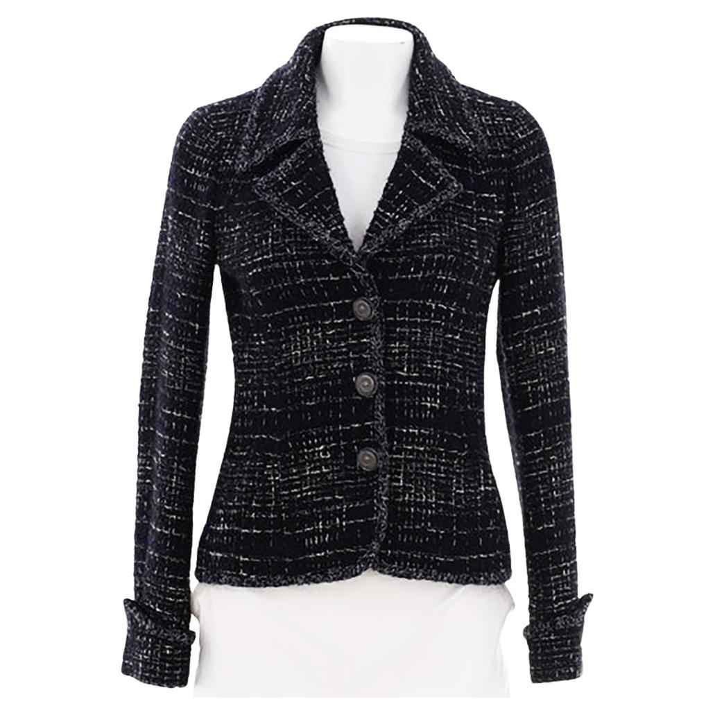 Chanel Timeless CC Buttons Black Tweed Jacket  For Sale
