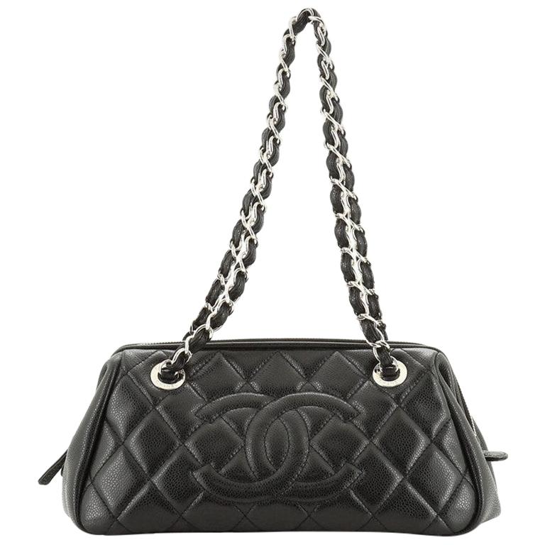 Chanel Timeless CC Chain Bowler Bag Quilted Caviar Small at 1stDibs