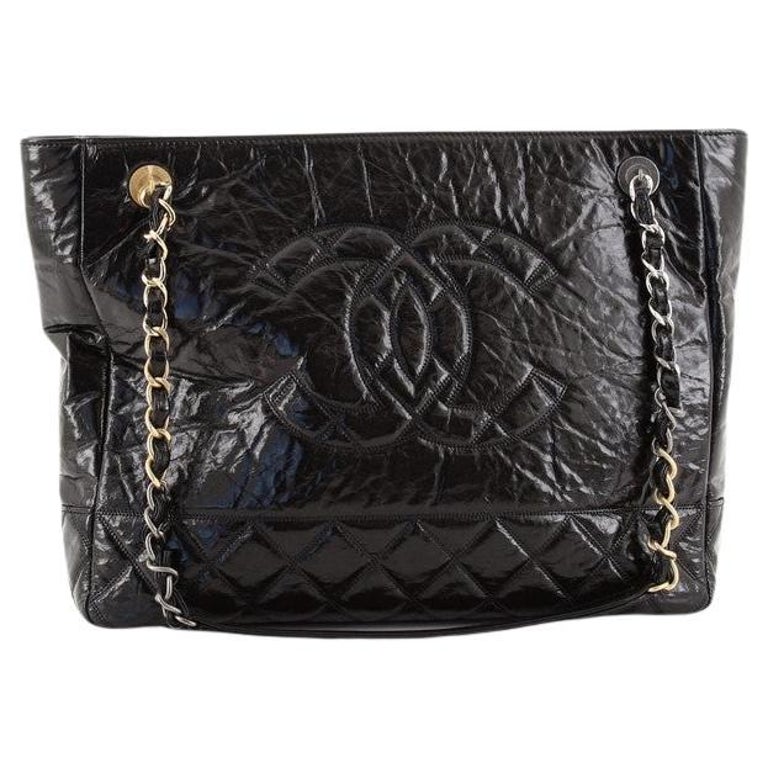 Chanel Timeless CC Chain Shopping Tote Quilted Shiny Aged Calfskin