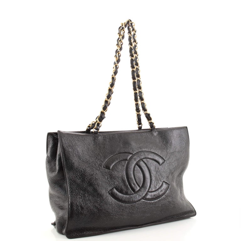 Chanel Timeless CC Chain Shopping Tote Shiny Aged Calfskin Large For Sale  at 1stDibs