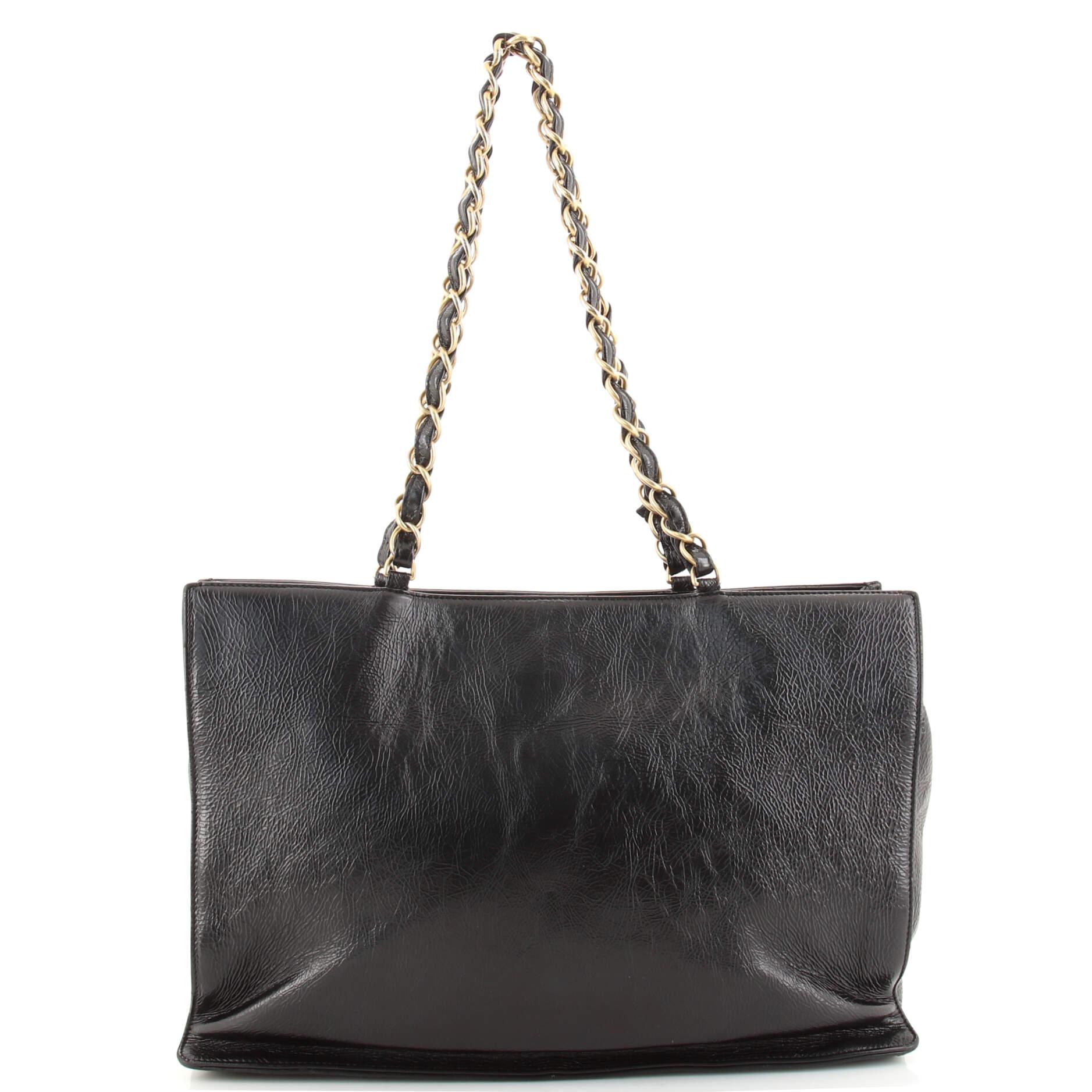 Chanel Timeless CC Chain Shopping Tote Shiny Aged Calfskin Large For