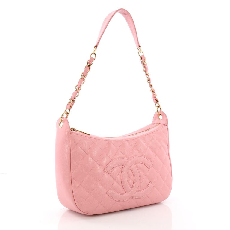 Chanel Chanel Timeless Pink Quilted Caviar Leather CC Logo Chain Hobo