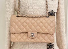 CHANEL Timeless CC Double Flap Beige Caviar Bag