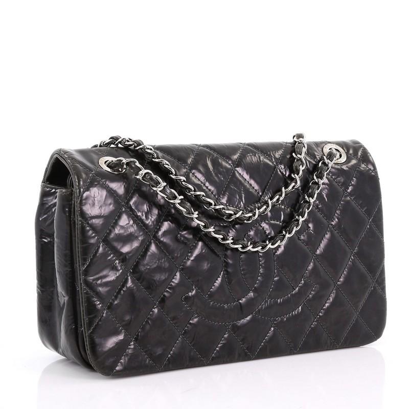 Black Chanel Timeless CC Flap Bag Quilted Glazed Calfskin Medium