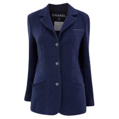 Chanel Timeless CC Gripoix Buttons Navy Tweed Jacket 38 FR