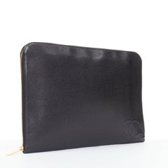 CHANEL Timeless CC Portfolio Pouch leather embossed tech accessories clutch bag