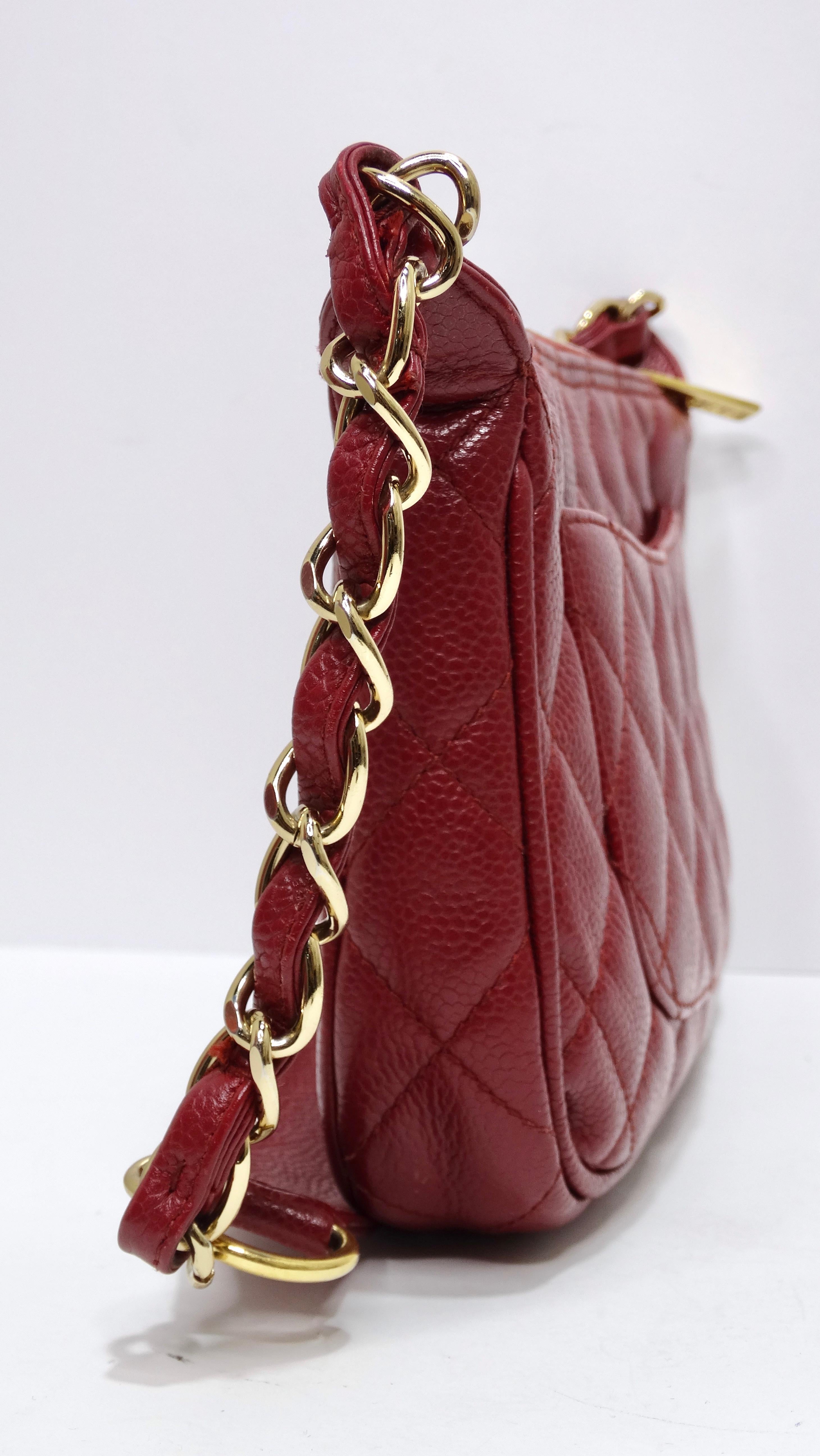 Chanel Timeless CC Red Shoulder Bag in Quilted Caviar In Excellent Condition In Scottsdale, AZ