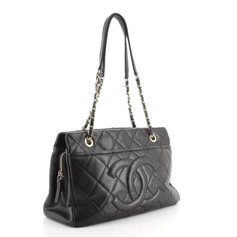 Chanel Timeless CC Shopping Tote Quilted Caviar Medium at 1stDibs