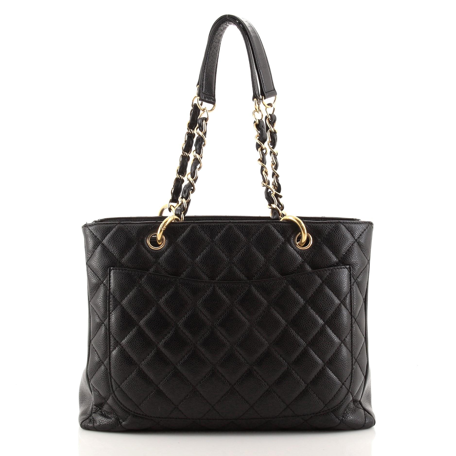 Chanel Timeless CC Shopping Tote Quilted Caviar Medium In Good Condition In NY, NY