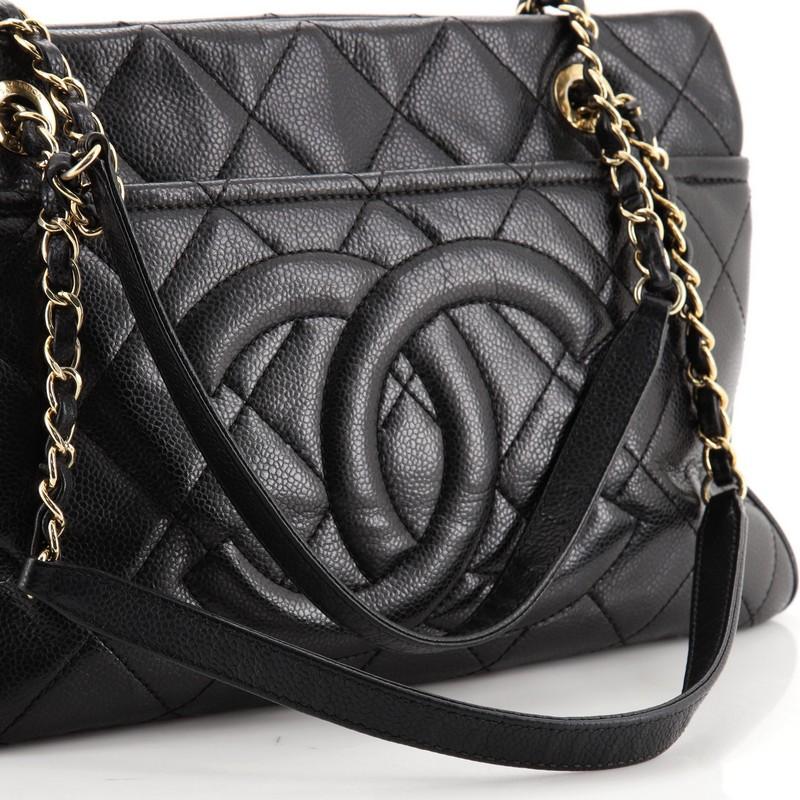 Women's or Men's Chanel Timeless CC Shopping Tote Quilted Caviar Medium